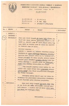 Laporan Bupati Sampang tanggal 8 mei 1985 tentang Hankam dan Kamtibnas