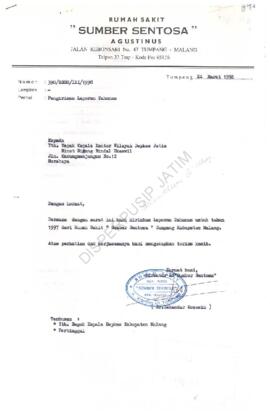 Laporan Tahunan tahun 1997 Rumah Sakit Sumber Sentosa Agustinus Jl. Kebonsari 47 Tumpang Malang,