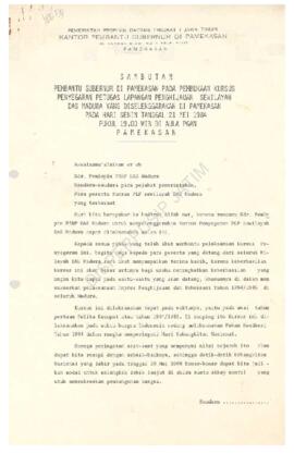 Sambutan pembantu Gubernur di Pamekasan pada pembukaan kursus penyegaran petugas lapangan penghij...