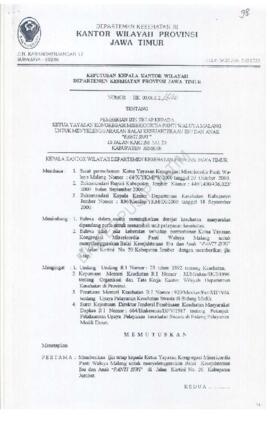Surat Keputusan Ka.Kanwil Dep.Kes Prop Jatim Nomor : HK.00.06.6.2./660 tentang pemberian ijin tet...