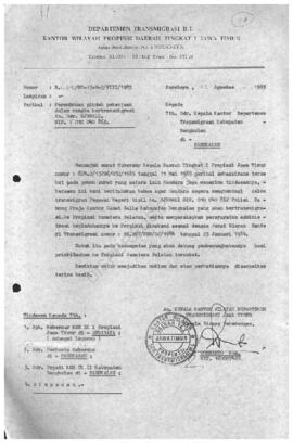 Surat dari Kepala Kanwil Dep Trans Jatim Kepada Kepala kantor Trans Kab. Bangkalan