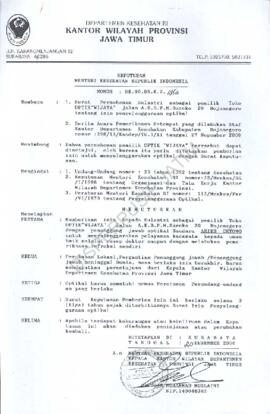 Keputusan Menteri Kesehatan RI Nomor : HK 00.06.6.2.1963 tentang pemberian ijin kepada pemilik to...