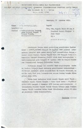 Dari Kanwil Direktorat Jendral Transmigrasi Prop. Jawa Timur