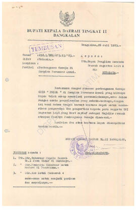 Berkas dari pembantu Gubernur di Pamekasa kepada 1 Korem 084 Bhaskara Jaya di Surabaya dan wilaya...