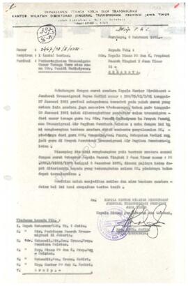 Surat dari Kanwil Transmigrasi Propinsi Jawa Timur kepada Kepala Dinas Pendidikan dan Kebudayaan ...