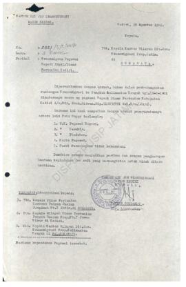 Dari Kantor Direktorat Jenderak Transmigrasi Rayon Kediri kepada Wilayah Direktorat Jenderal Tran...