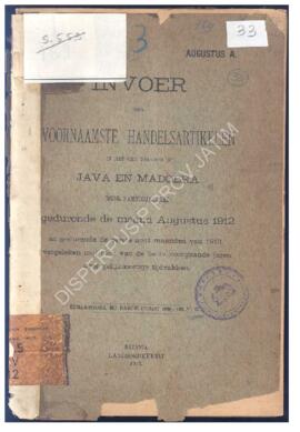 In'voer tot verbruik der voornaamste handelsartikelen op Java en Madoera door particulieren gedur...