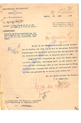 Aan den gouverneur v/d provincie oost java (afd begrooting en comptabilitept), onderwerp verzoek ...