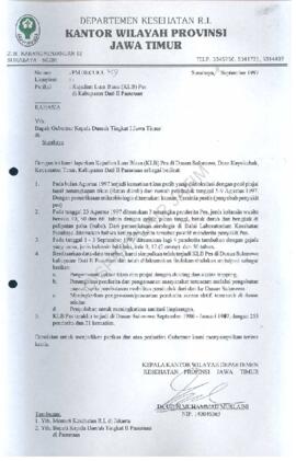 Kejadian luar biasa ( KLB ) penemuan kuman Yersinia Pestis (Penyakit Pes) di Kabupaten Dati II Pa...