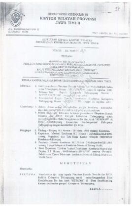 Surat Keputusan Ka.Kanwil Dep.Kes Prop Jatim Nomor : HK.00.06.6.2./213 tentang pemberian ijin tet...