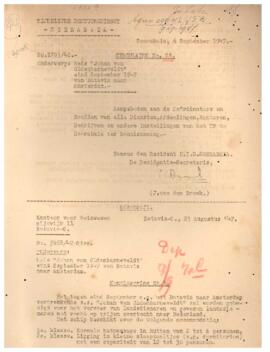 Surat edaran No. 53 dari residen H.T.B Soerabaja kepada Koordinator seluruh Kepala Bagian Dinas k...