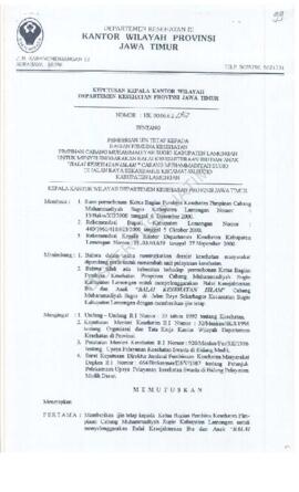 Surat Keputusan Ka.Kanwil Dep.Kes Prop Jatim Nomor : HK.00.06.6.2./957 tentang pemberian ijin tet...