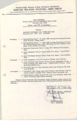 Surat Keputusan Kepala Kantor Wilayah Departemen Tenaga Kerja Propinsi Jawa Timur No. KEP. 514/W....