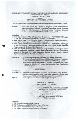 SK. Kanwil Kesehatan no PO 00.02.6.3.443  tentang pencabutan Surat izin apotik Grafarma Kita Sura...