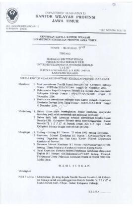 Surat Keputusan Ka.Kanwil Dep.Kes Prop Jatim Nomor : HK.00.06.6.2.1952 tentang pemberian ijin tet...