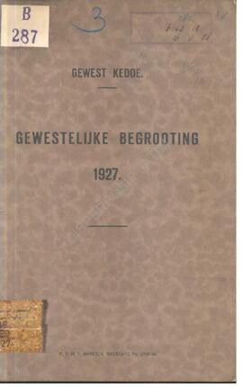 Begrooting van uitgaven en ontvangsten van het gewest kedoe voor het dienstjaar  Anggaran penerim...