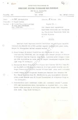 Dari Direktur Jenderal pengerahan dan pembinaan Departemen Transmigrasi RI