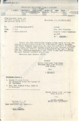 Surat mengenai bupati kdh tk 1 sumenep kepada kdh tk1 jatim tentang : pelajaran seks yang diajark...