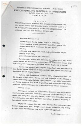 Sambutan pembantu Gubernur di Pamekasan pada upacara penanggulangan hama kutu loncat lantoro yang...