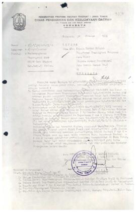 Surat dari Dinas Pendidikan dan Kebudayaan Jawa Timur