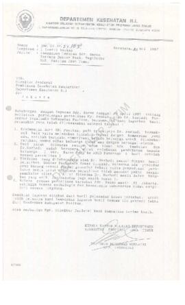 Tanggapan laporan Sdr Sarno tentang Dokter Pusk Tegolombo Kabupaten Pacitan Jatim