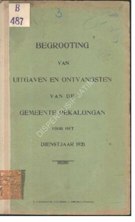Begrooting van uitgaven en ontvangsten van de gemeente pekalongan voor het dienstjaar   Anggaran ...