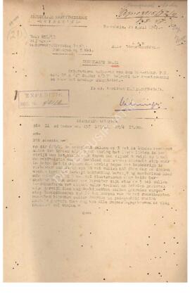 Surat Edaran No.21 dari resident H.T.B Soerabaya kepada seluruh kepala Dinas tentang : Penutupan ...