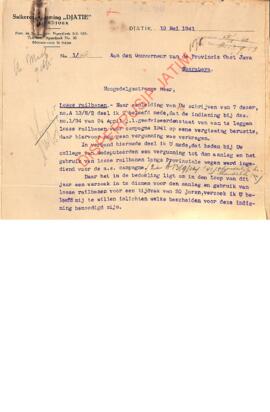 Suiker onderneming "Djatie" ngandjoek, aan den gouverneur van de provincie oost java so...
