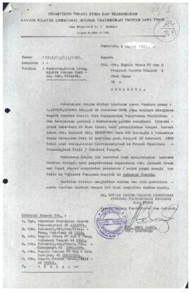 Surat dari Dep Trans RI Kanwil Prop Jatim