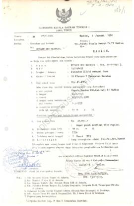 Surat dari Kantor Wilayah Direktorat Jenderal Transmigrasi Propinsi Jawa Timur kepada Kepala Dina...