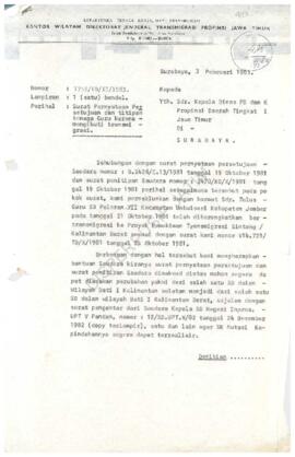 Dari Dep. Trans Kab. Jember Kepada Dinas Pendidikan dan Kebudayaan Propinsi Tk. I Jawa Timur