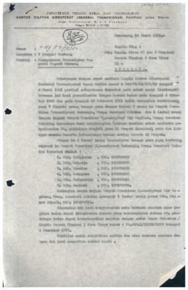 Surat dari Departemen Transmigrasi dan Departemen Tenaga Kerja Propinsi Jawa Timur kepada Kepala ...