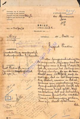 Voor regentschap kediri, aan het college van gedeputeerden van den provincialen raad van oost jav...