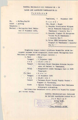 Berkas dari panitia peringatan hari pahlawan ke 38 tahun 1983 kabupaten dati. II pamekasan kepada...
