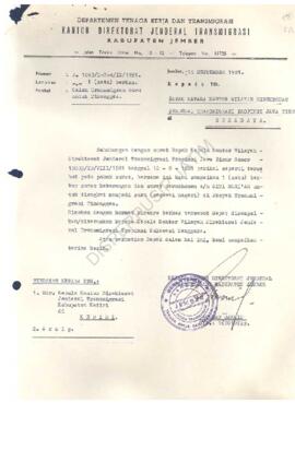 Kepada Kakanwil Dirjen Trans Propinsi Jawa Timur
