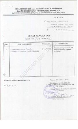 Surat Kepala Kantor Departemen Tenaga Kerja Kabupaten/Kodyamadya Pasuruan : Surat kepada Kepala K...
