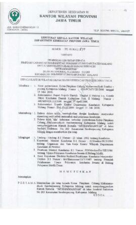 Surat Keputusan Ka.Kanwil Dep.Kes Prop Jatim Nomor : HK.00.06.6.2.875 tentang pemberian ijin teta...