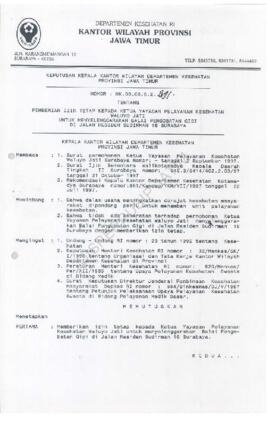 Surat Keputusan Ka.Kanwil Dep.Kes Prop Jatim Nomor : HK.00.06.6.2.891 tentang pemberian ijin teta...