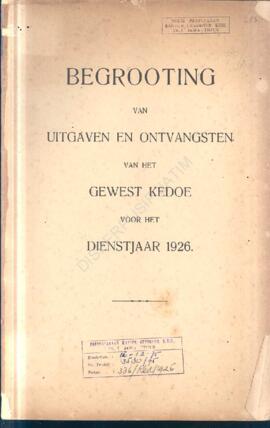 Begrooting van uitgaven en ontvangsten van het gewest kedoe voor het dienstjaar  Anggaran penerim...