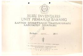Buku inventaris unit pemakai barang Kantor Departemen Transmigrasi Kabupaten Sampang.