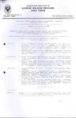 Surat Keputusan Ka.Kanwil Dep.Kes Prop Jatim Nomor : HK.00.06.6.2.95 tentang pemberian ijin tetap...