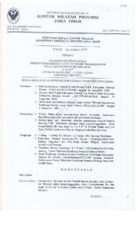 Surat Keputusan Ka.Kanwil Dep.Kes Prop Jatim Nomor : HK.00.06.6.2./953 tentang pemberian ijin tet...