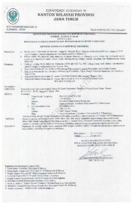 Keputusan menteri kesehatan RI tentang penetapan atasan langsung dan bendaharwan rutin tahun 2000...